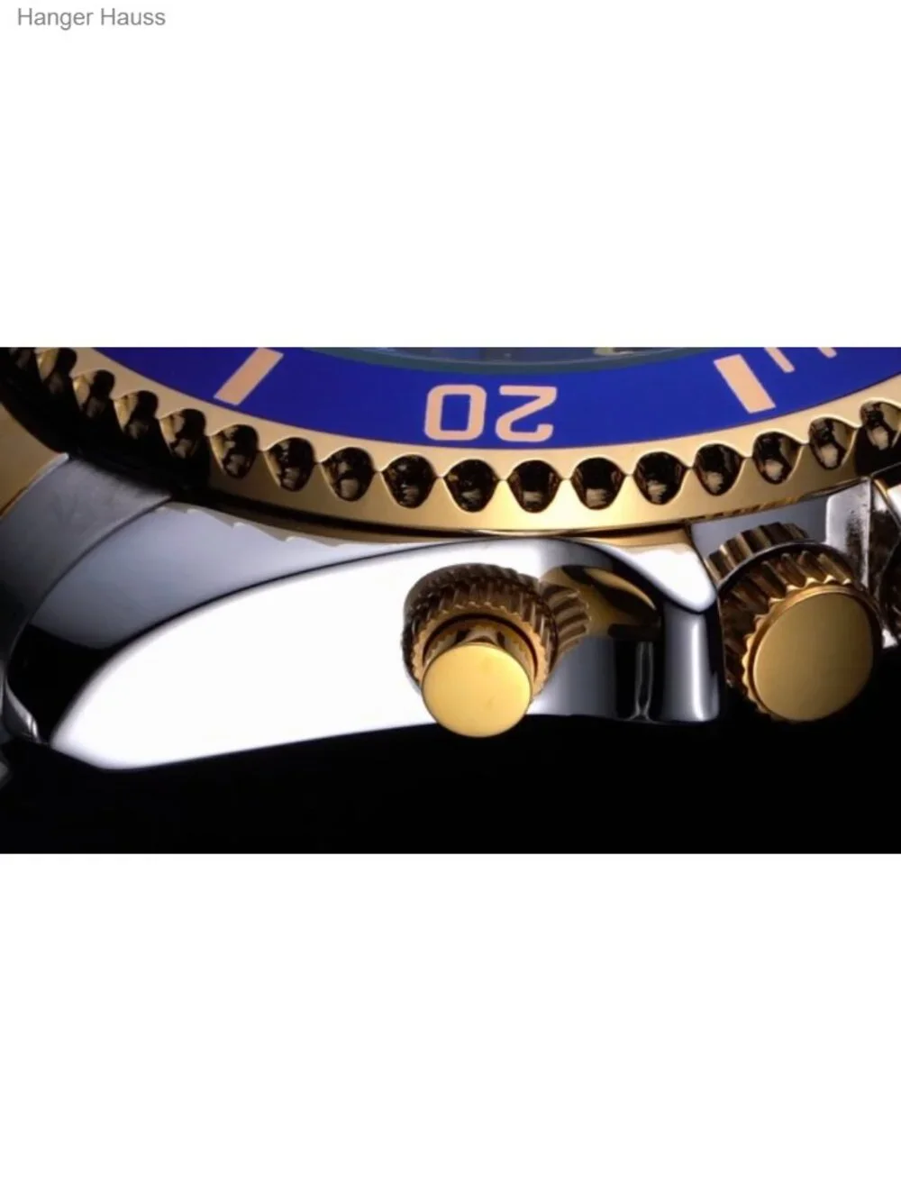 Men's Chronograph Watch Stainless Steel Gold Blue Waterproof Analog Quartz